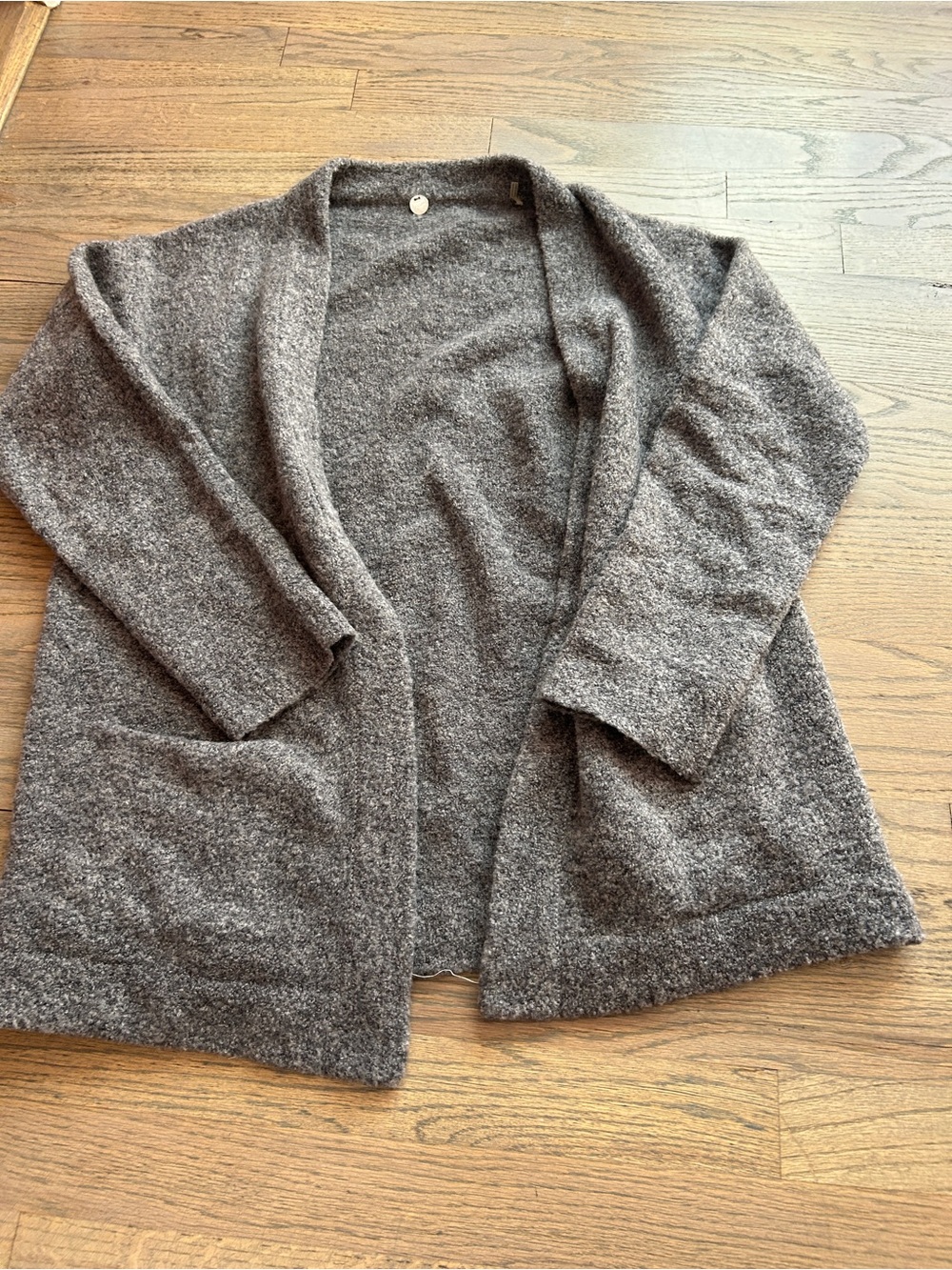 Margaret O'Leary Open-Front Charcoal Gray Knit Cardigan